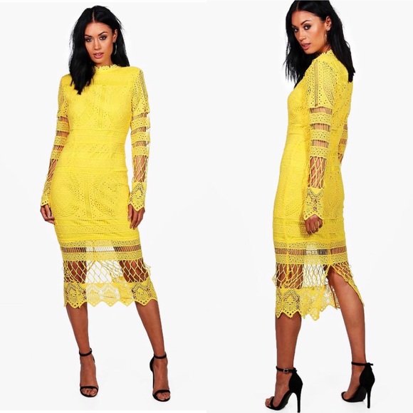 Boutique Lace Paneled Midi Dress - Picture 2 of 2